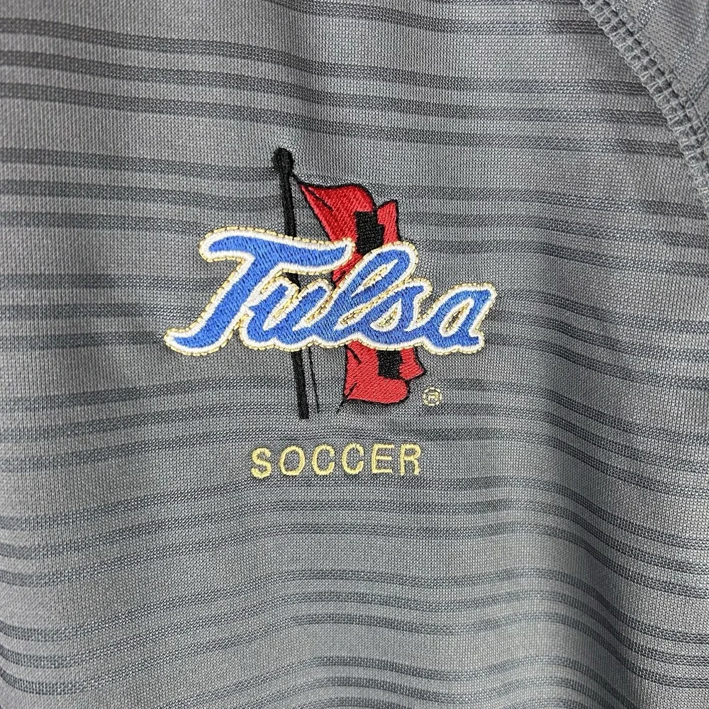Tulsa Golden Hurricanes Soccer TU Adidas Short Sleeve Gray Polo Men's Size Large